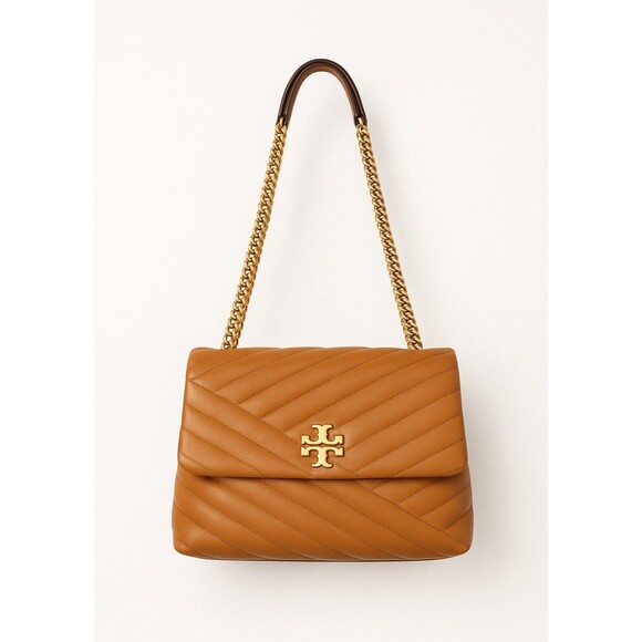Tory Burch Handbags - Sold Tory Burch Chevron Leather Kira Convertible Shoulder Bag Camel/ Mustard